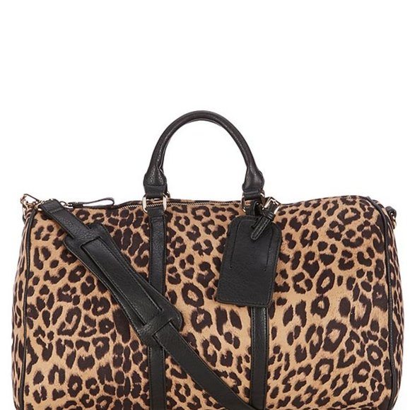 Sole Society Handbags - Sole Society Cassidy Leopard Print Weekender bag